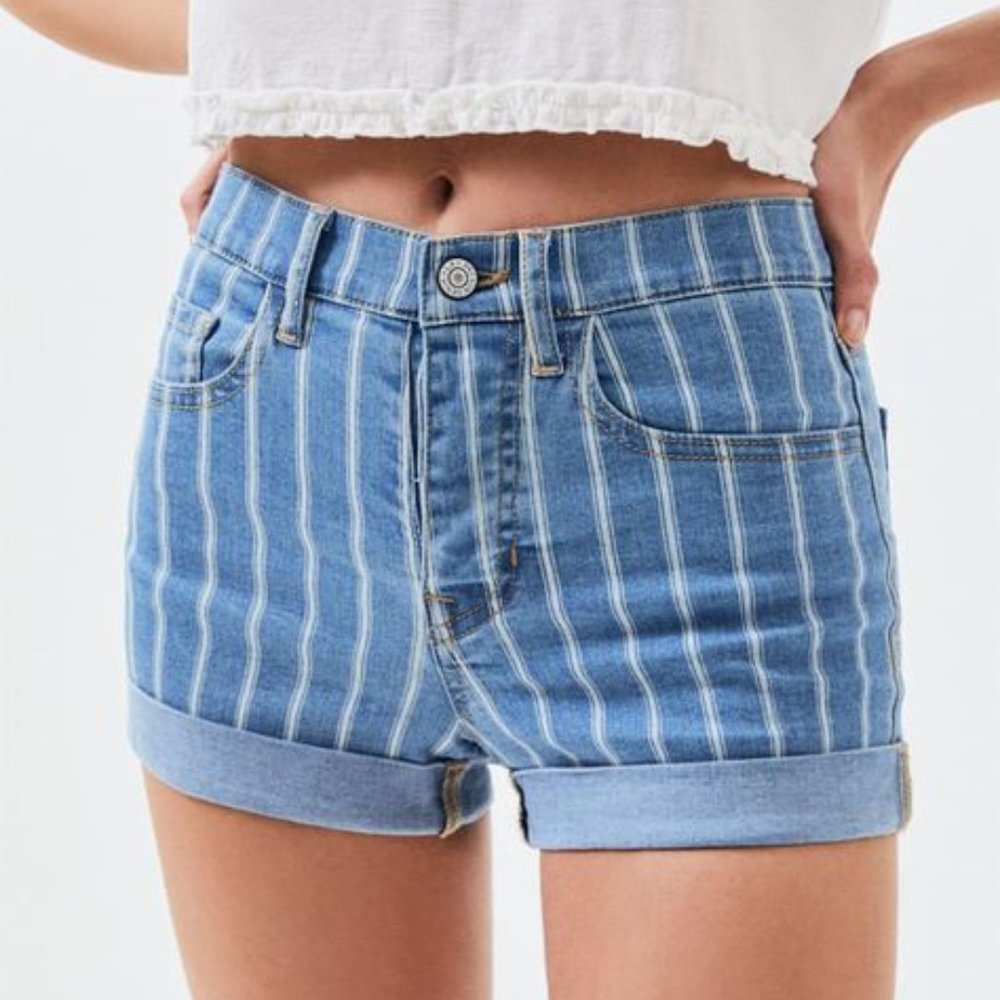 PacSun Blue Striped Denim Jean Shorts